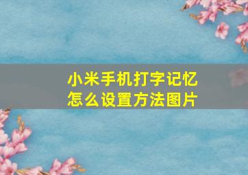 小米手机打字记忆怎么设置方法图片