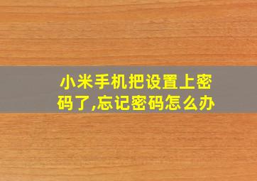 小米手机把设置上密码了,忘记密码怎么办