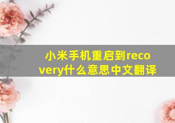 小米手机重启到recovery什么意思中文翻译