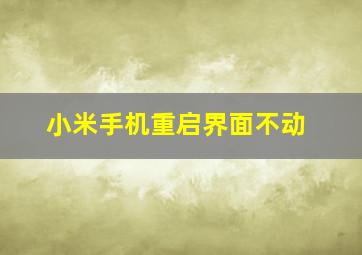 小米手机重启界面不动