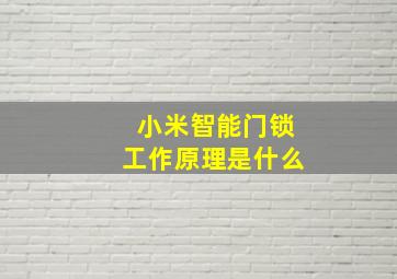 小米智能门锁工作原理是什么