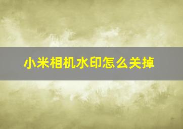 小米相机水印怎么关掉