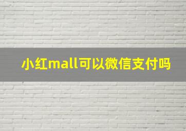 小红mall可以微信支付吗