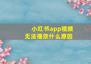 小红书app视频无法播放什么原因