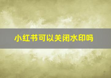 小红书可以关闭水印吗