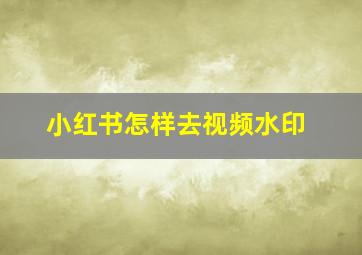 小红书怎样去视频水印