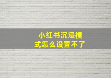 小红书沉浸模式怎么设置不了