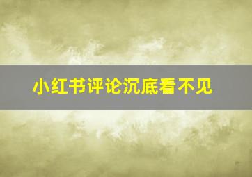 小红书评论沉底看不见