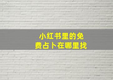 小红书里的免费占卜在哪里找