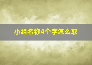 小组名称4个字怎么取