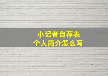 小记者自荐表个人简介怎么写