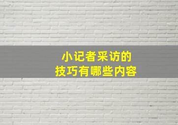 小记者采访的技巧有哪些内容