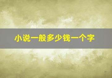 小说一般多少钱一个字