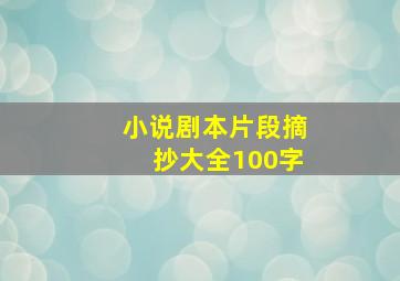 小说剧本片段摘抄大全100字