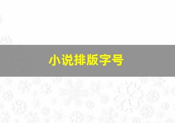 小说排版字号