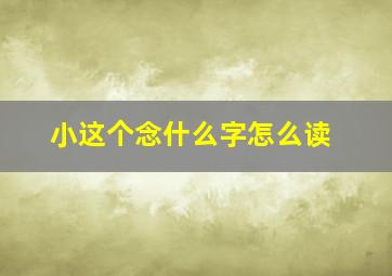 小这个念什么字怎么读