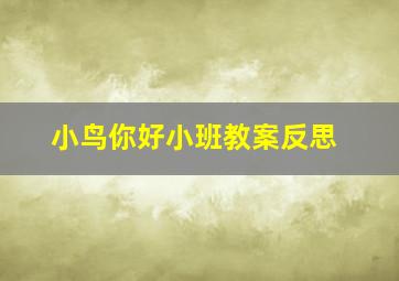 小鸟你好小班教案反思