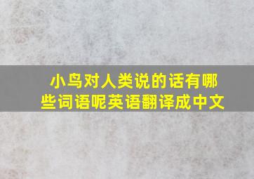 小鸟对人类说的话有哪些词语呢英语翻译成中文