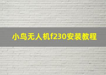 小鸟无人机f230安装教程