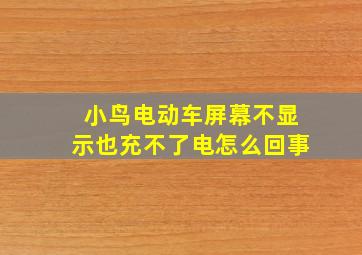 小鸟电动车屏幕不显示也充不了电怎么回事