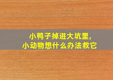 小鸭子掉进大坑里,小动物想什么办法救它