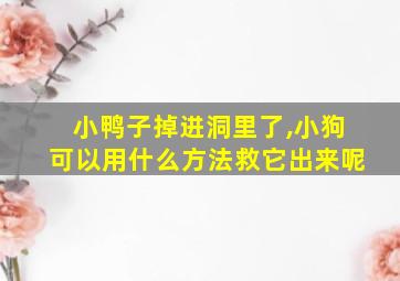 小鸭子掉进洞里了,小狗可以用什么方法救它出来呢