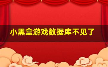 小黑盒游戏数据库不见了