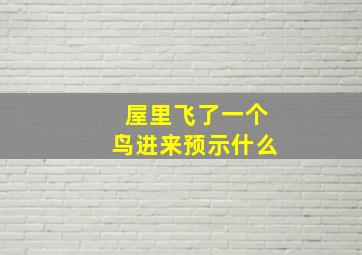 屋里飞了一个鸟进来预示什么