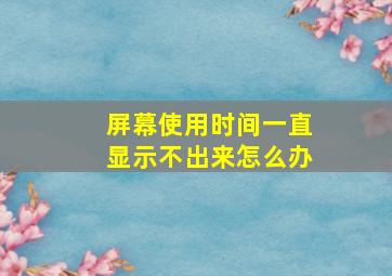 屏幕使用时间一直显示不出来怎么办