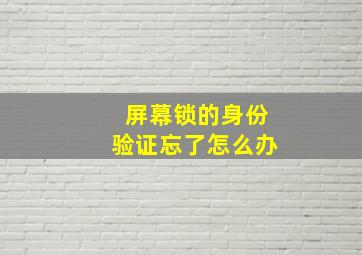 屏幕锁的身份验证忘了怎么办