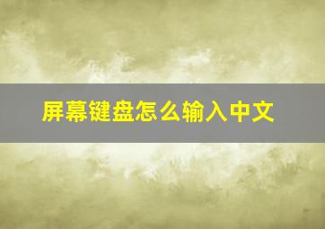 屏幕键盘怎么输入中文