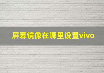 屏幕镜像在哪里设置vivo