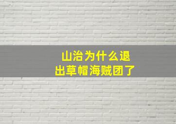 山治为什么退出草帽海贼团了