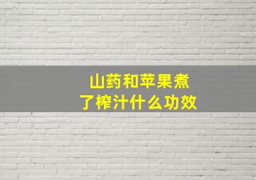 山药和苹果煮了榨汁什么功效