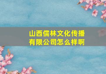 山西儒林文化传播有限公司怎么样啊