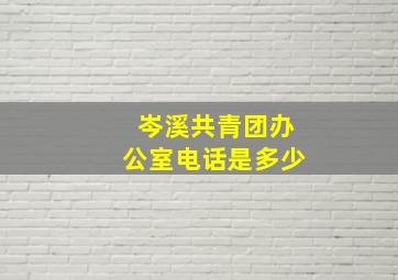 岑溪共青团办公室电话是多少