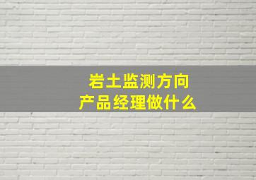 岩土监测方向产品经理做什么