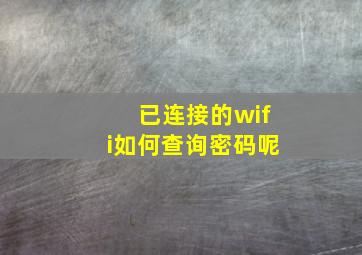 已连接的wifi如何查询密码呢