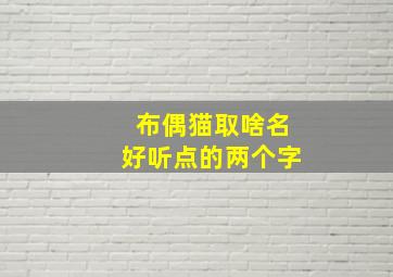 布偶猫取啥名好听点的两个字