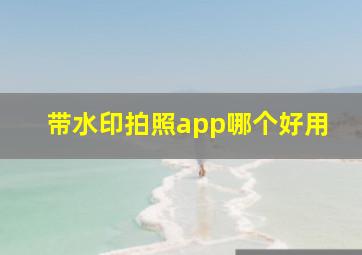 带水印拍照app哪个好用