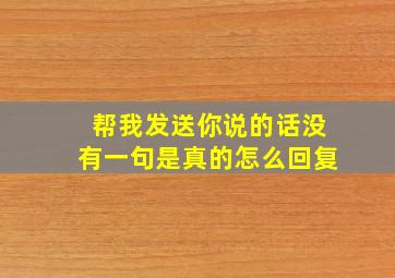 帮我发送你说的话没有一句是真的怎么回复