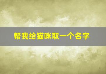 帮我给猫咪取一个名字