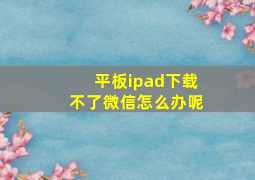 平板ipad下载不了微信怎么办呢