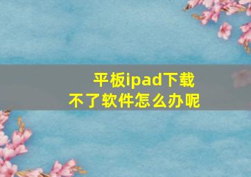 平板ipad下载不了软件怎么办呢