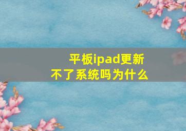 平板ipad更新不了系统吗为什么