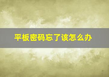 平板密码忘了该怎么办