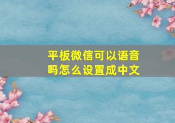 平板微信可以语音吗怎么设置成中文