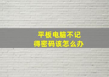 平板电脑不记得密码该怎么办