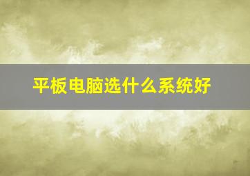 平板电脑选什么系统好