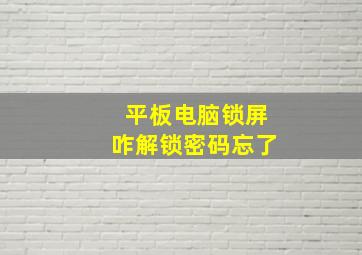 平板电脑锁屏咋解锁密码忘了